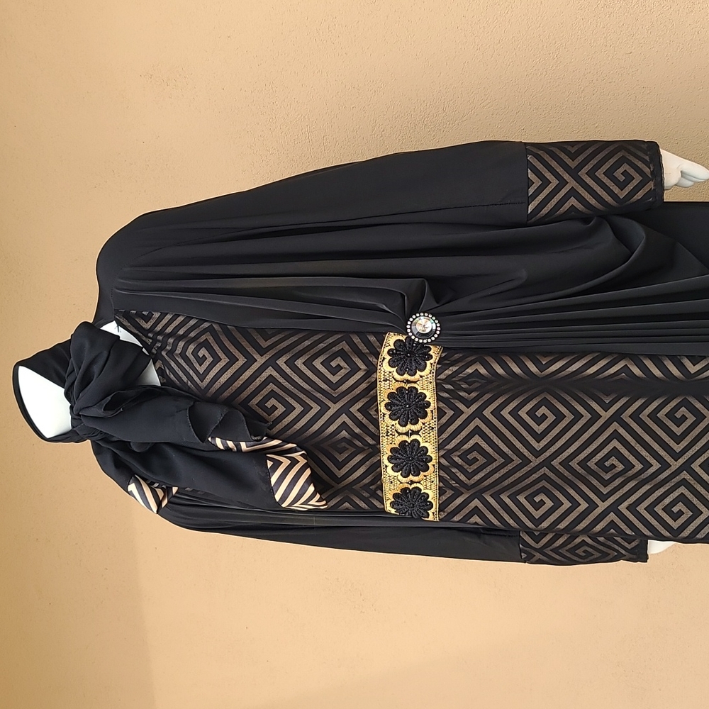 DUBAI CUSTOM ABAYA Wedding Dress Evening Kaftan Robe Maxi Thobe Scarf XL 1X 2X - Picture 4 of 16